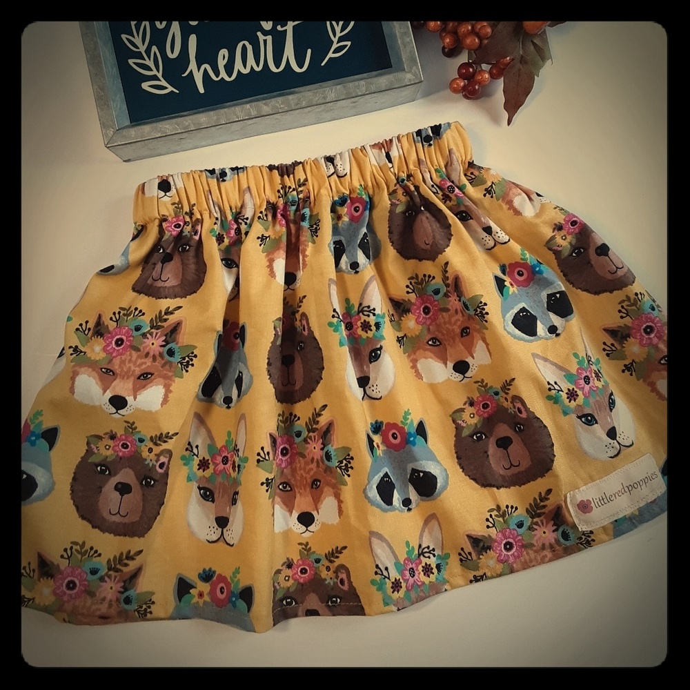 New woodland animal A-line Skirt - Picture 1 of 3